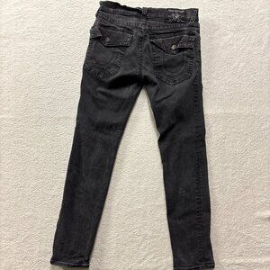 True Religion Jeans Mens Size 33x31 Rocco Relaxed Skinny Black Denim